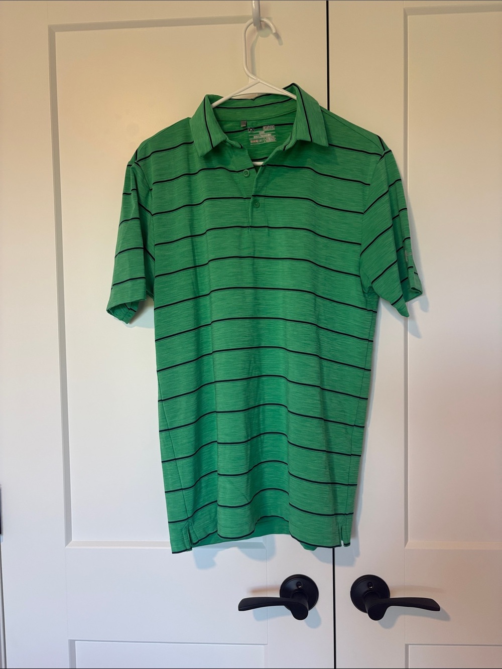 Under Armour Green Polo with Thin Black Stripes